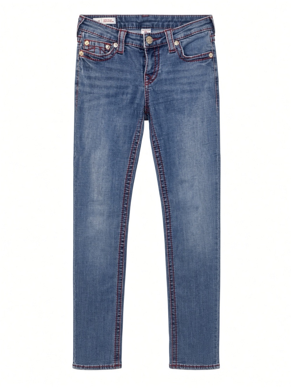 True Religion Women's Blue Skinny Jeans with Red Stitching 27 US 4
